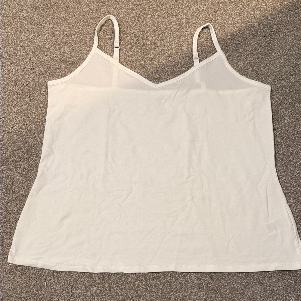 Women’s White V-Neck Adjustable Spaghetti Strap Camisole